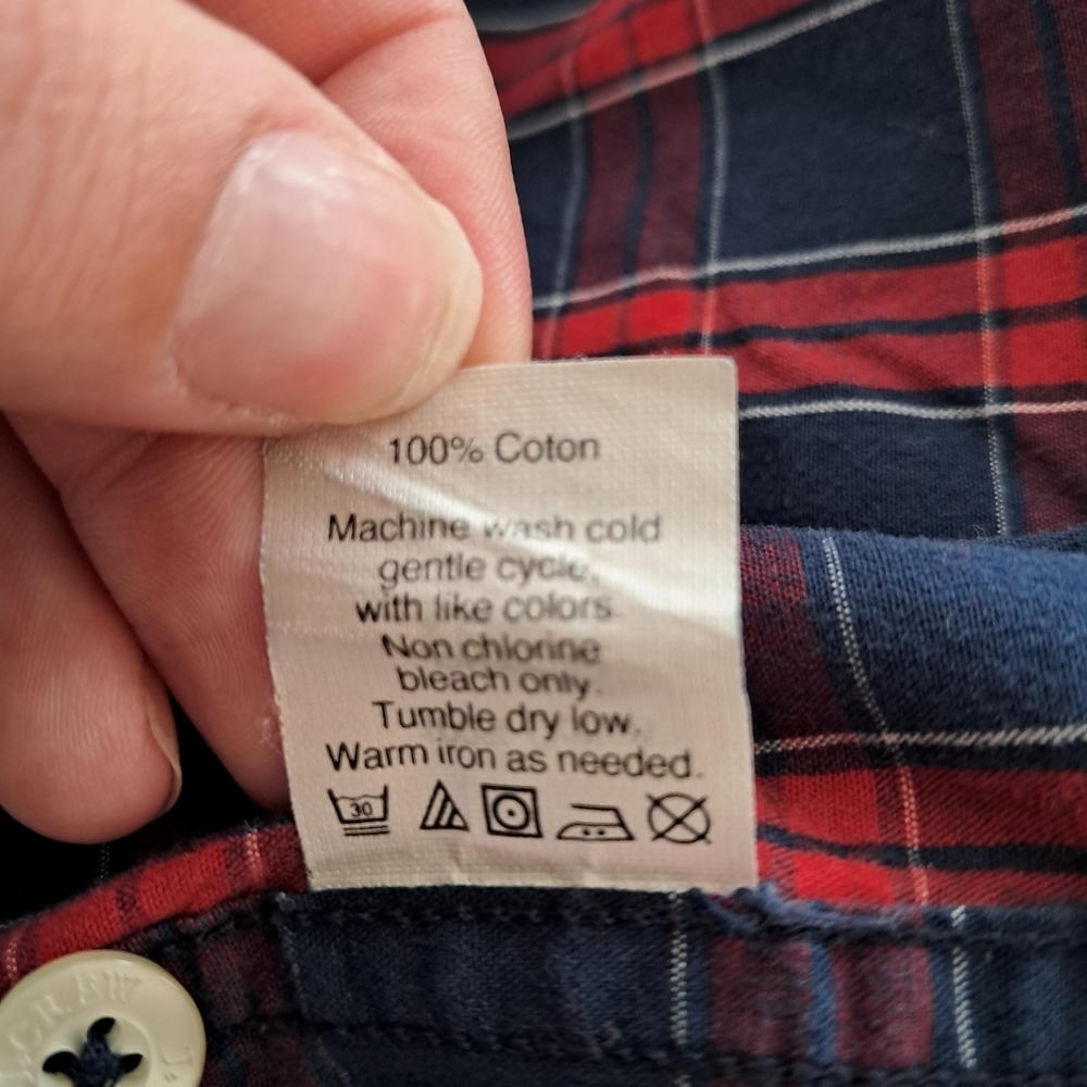 Vintage J.Crew Men’s XL Tartan Plaid Red Blue Button Down Shirt Long Sleeve - Picture 10 of 10